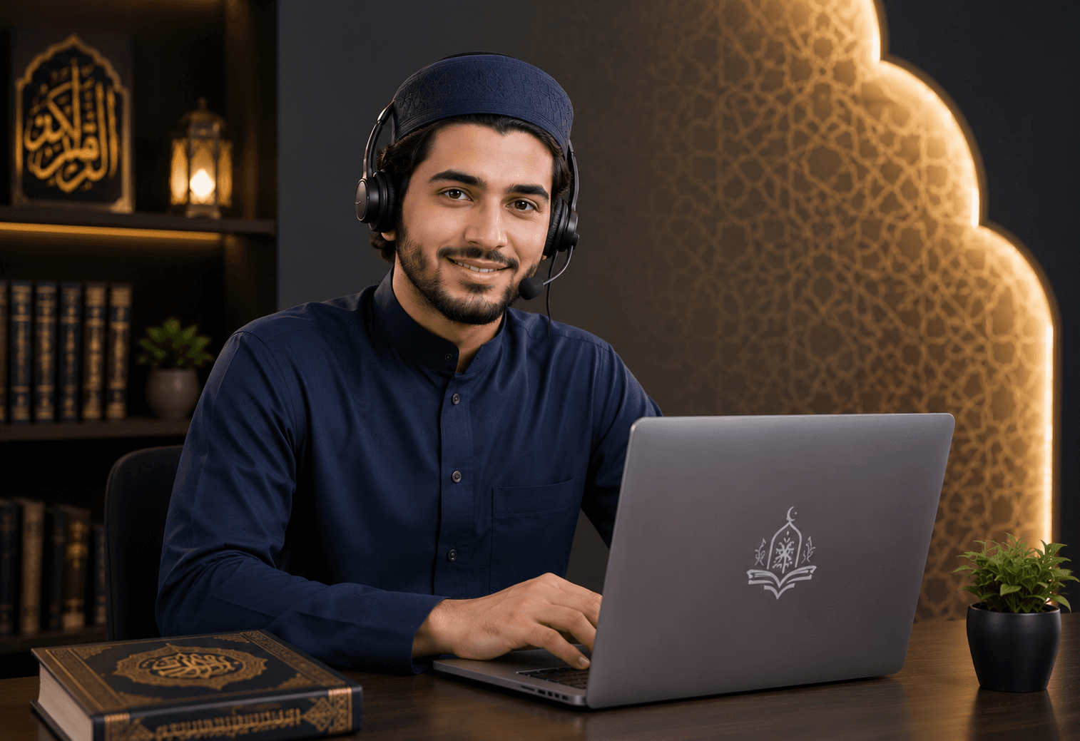 Smiling male Quran teacher at Tibyan Academy